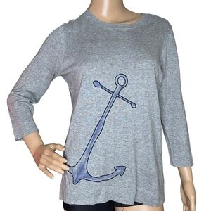 J. Crew Factory gray anchor top, medium